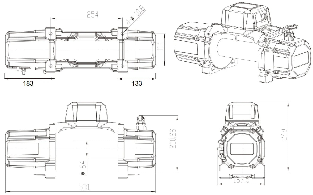 Carbon TANK 15000lb Winch 12V